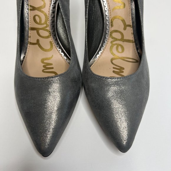 Sam Edelman Hazel Gray Glittered Metallic Satin Pointed Toe Pumps Size‎ 6 - Picture 7 of 11